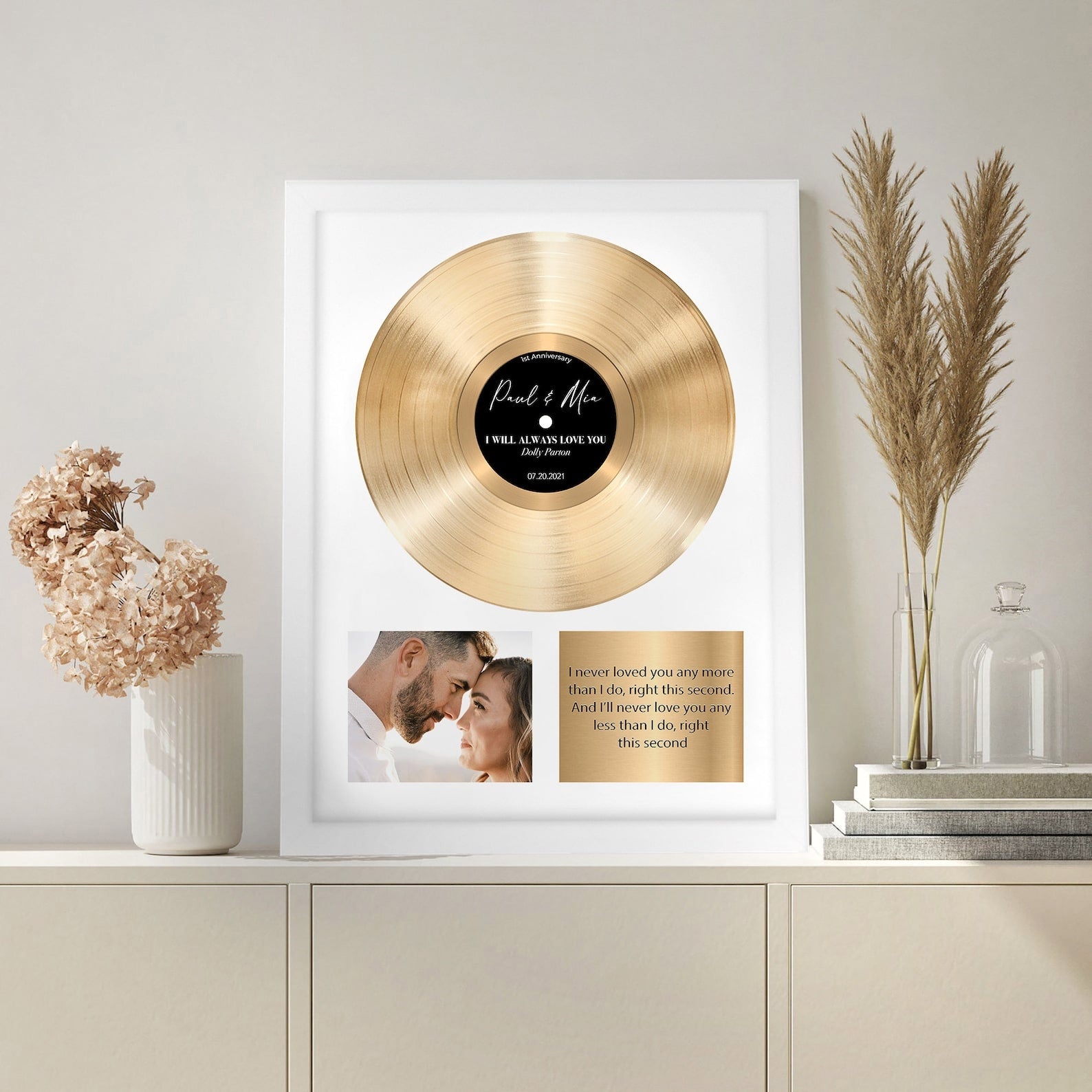 Personalized Music Plaque, Custom Plaque, Music selling Award, Frame Award, Best Artist Award, Vinyl Record Plaque, Framed Award Print, gift for her