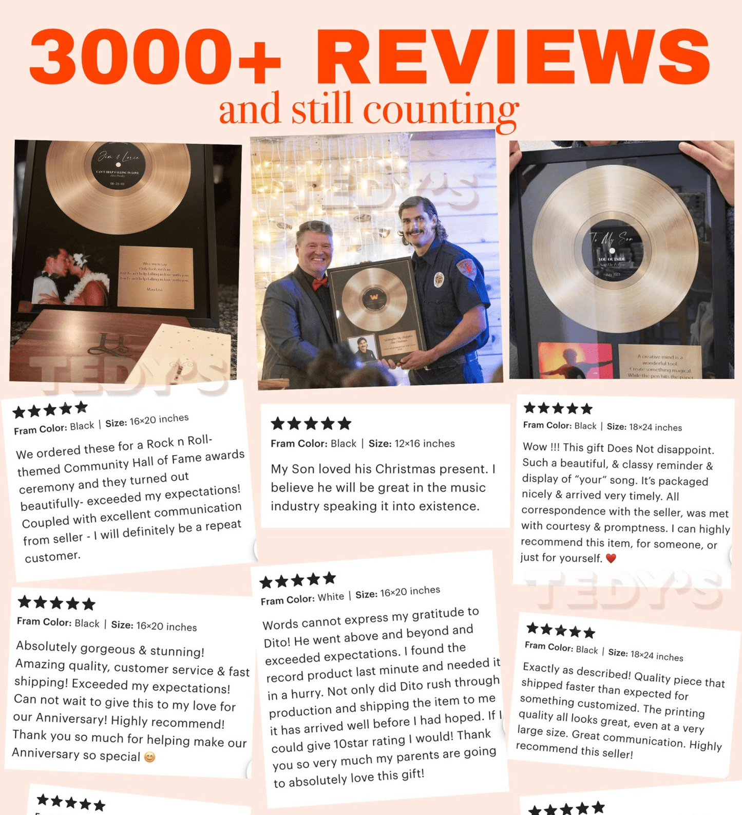 Custom Business Milestone Vinyl Record Frame – Commemorative Achievement Award Plaque