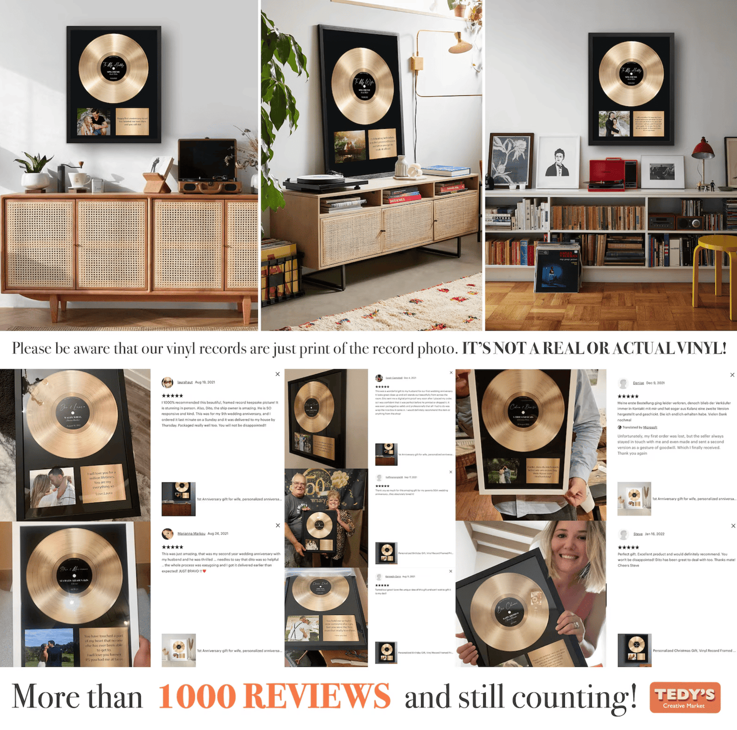 Custom Business Milestone Vinyl Record Frame – Commemorative Achievement Award Plaque