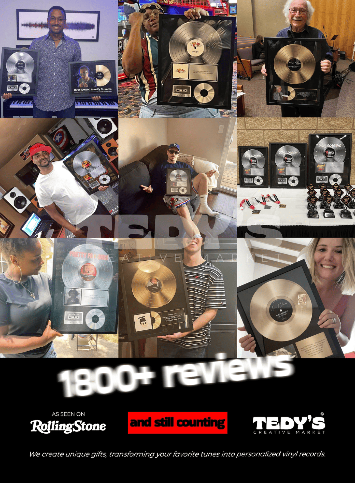 Custom Business Milestone Vinyl Record Frame – Commemorative Achievement Award Plaque