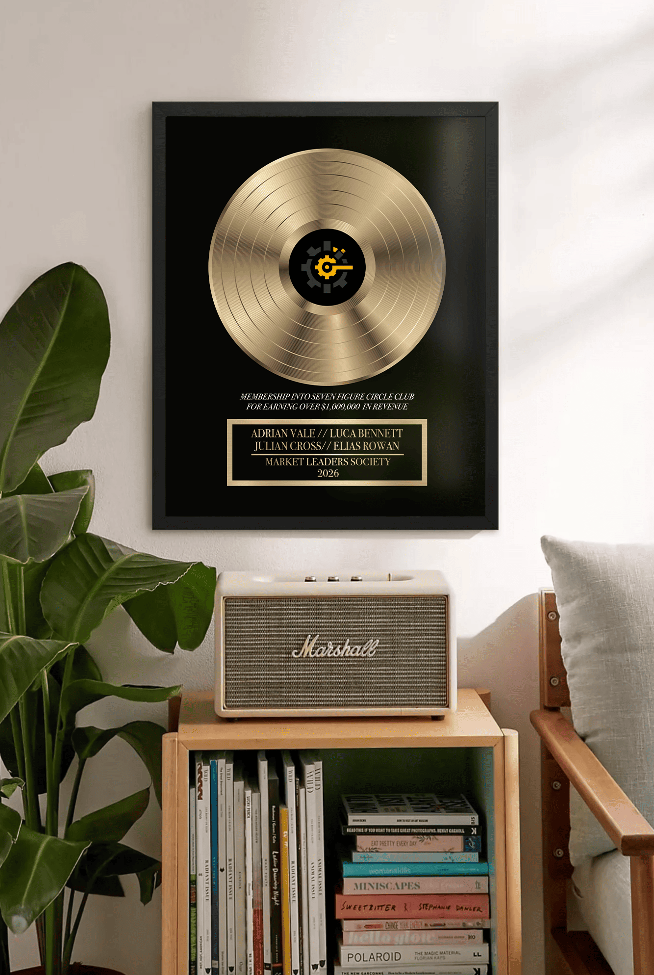 Custom Business Milestone Vinyl Record Frame – Commemorative Achievement Award Plaque