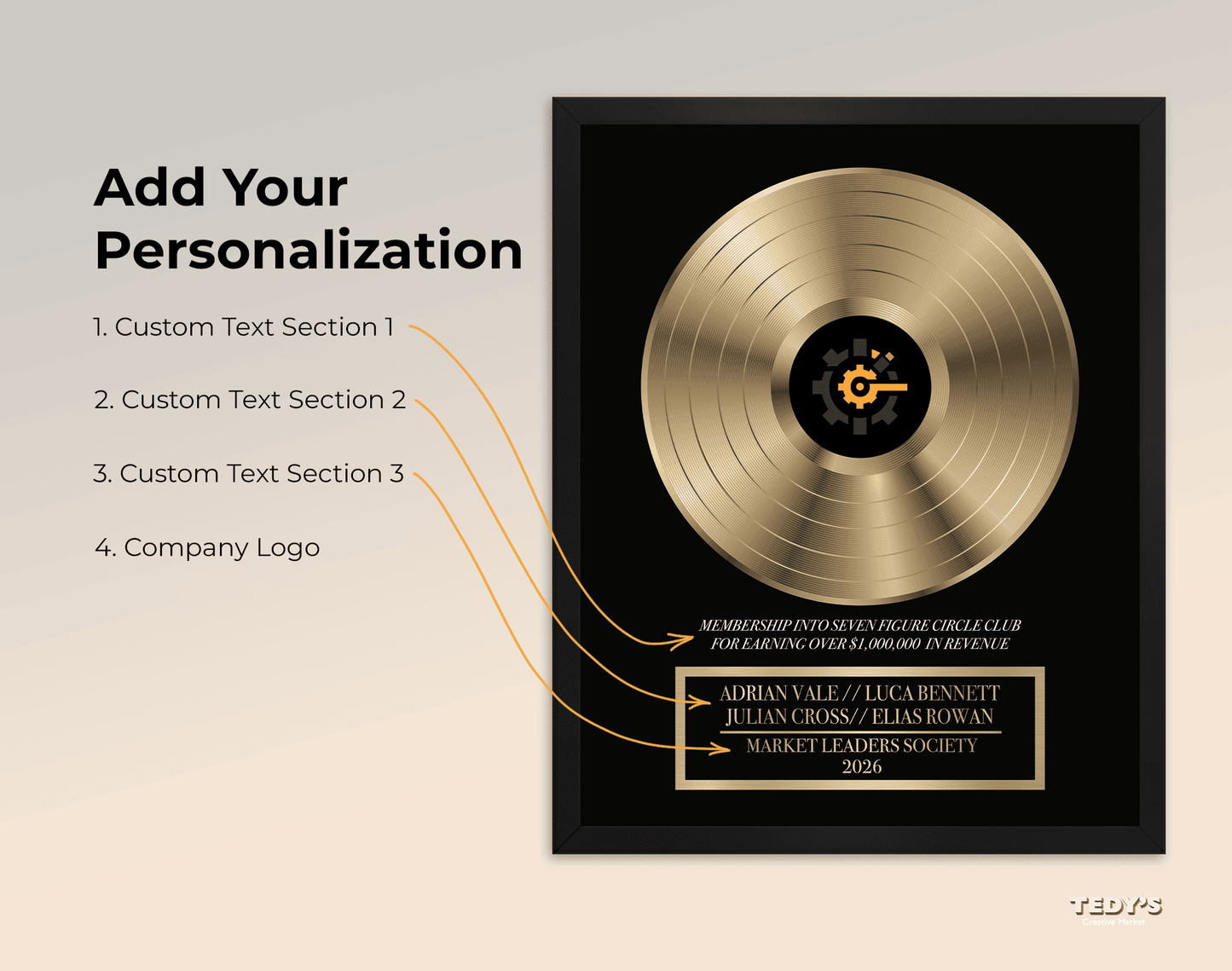 Custom Business Milestone Vinyl Record Frame – Commemorative Achievement Award Plaque
