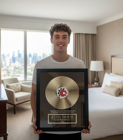 Custom Business Milestone Vinyl Record Frame – Commemorative Achievement Award Plaque
