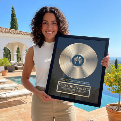 Custom Business Milestone Vinyl Record Frame – Commemorative Achievement Award Plaque
